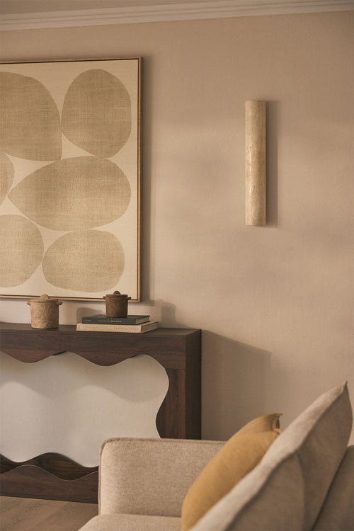 Applique murale LED ↑60 cm en travertin Davise - 1