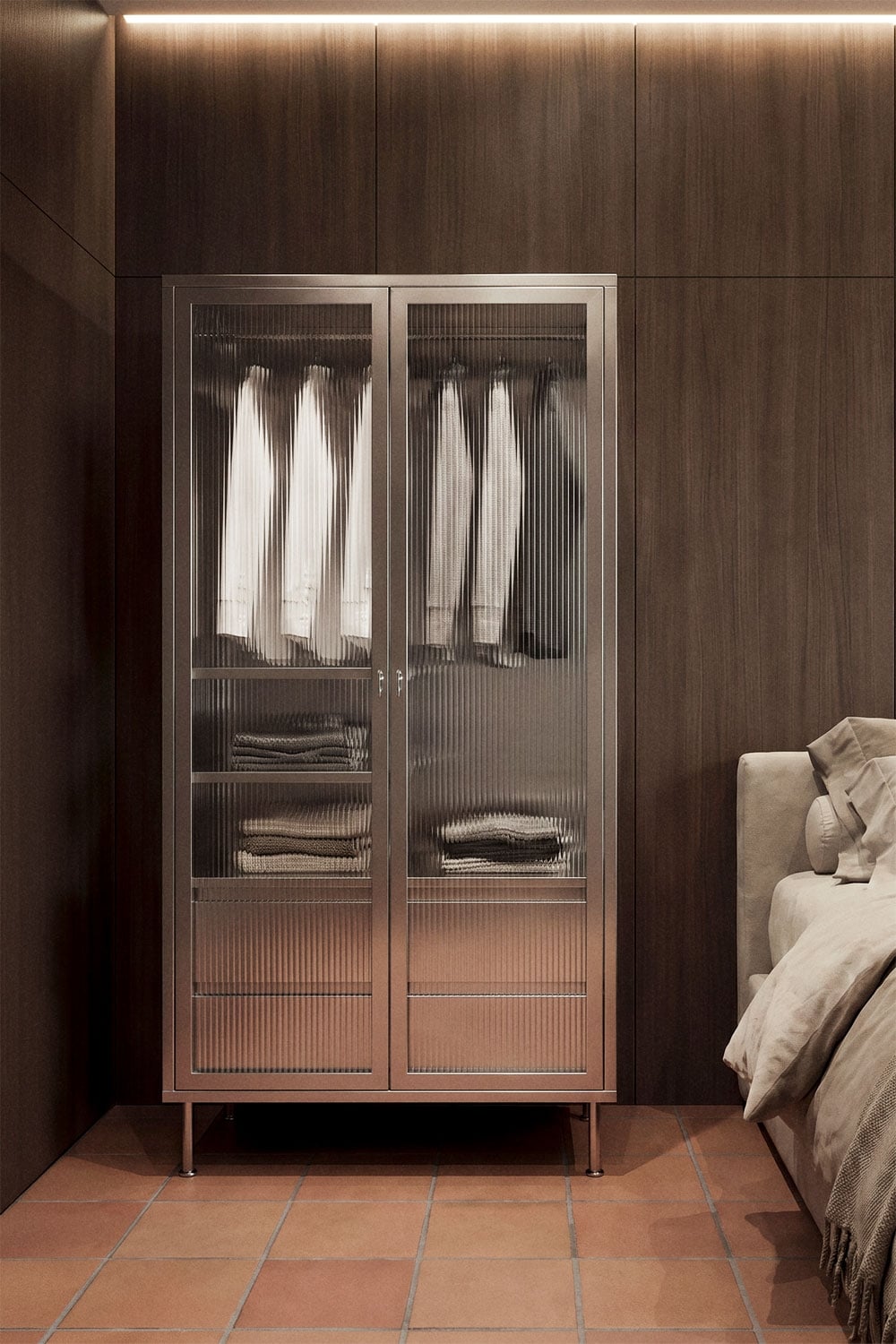 Armoire 85x180 cm en acier et verre Paoline - 3