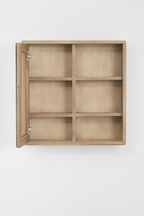 Armoire murale carrée 60x60 cm pour salle de bain en bois de teck avec miroir Ian - 2