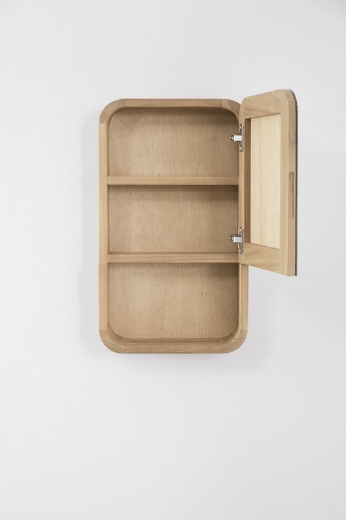 Armoire murale rectangulaire 35x60 cm pour salle de bain en bois de teck avec miroir Ian - 2