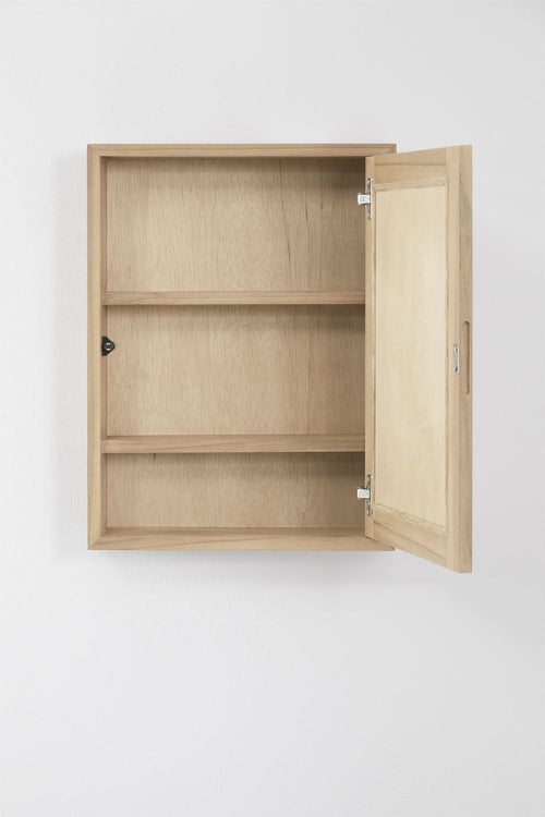 Armoire murale rectangulaire 45x60 cm pour salle de bain en bois de teck avec miroir Ian - 2