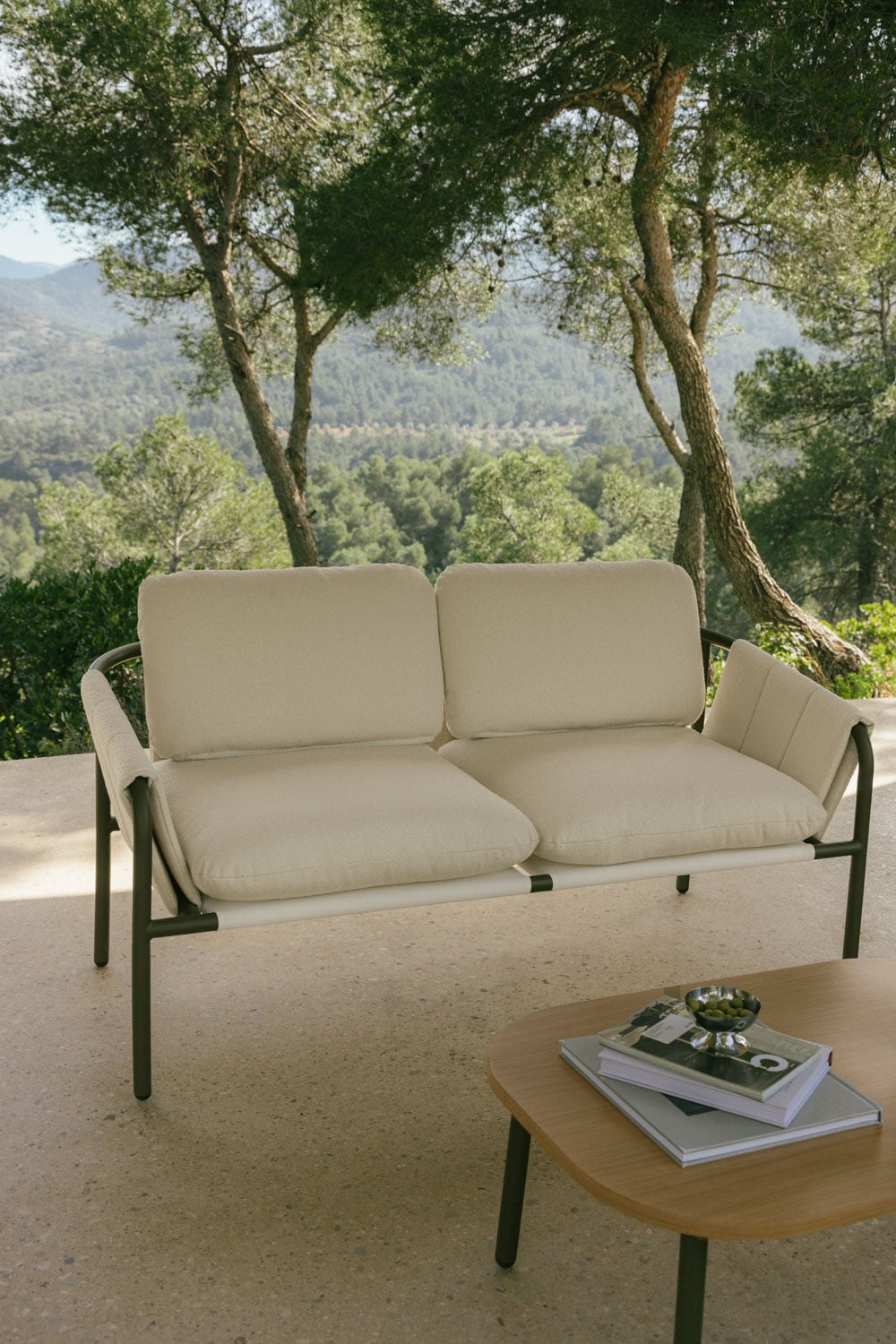 Canapé de jardin 2 places rembourré et en acier Zunika - 1