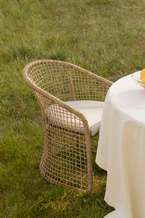 Chaise de jardin avec accoudoirs en acier et rotin synthétique Liparian - 1