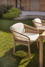 Chaise de jardin avec accoudoirs en bois d'acacia et corde tressée Karvia - 1