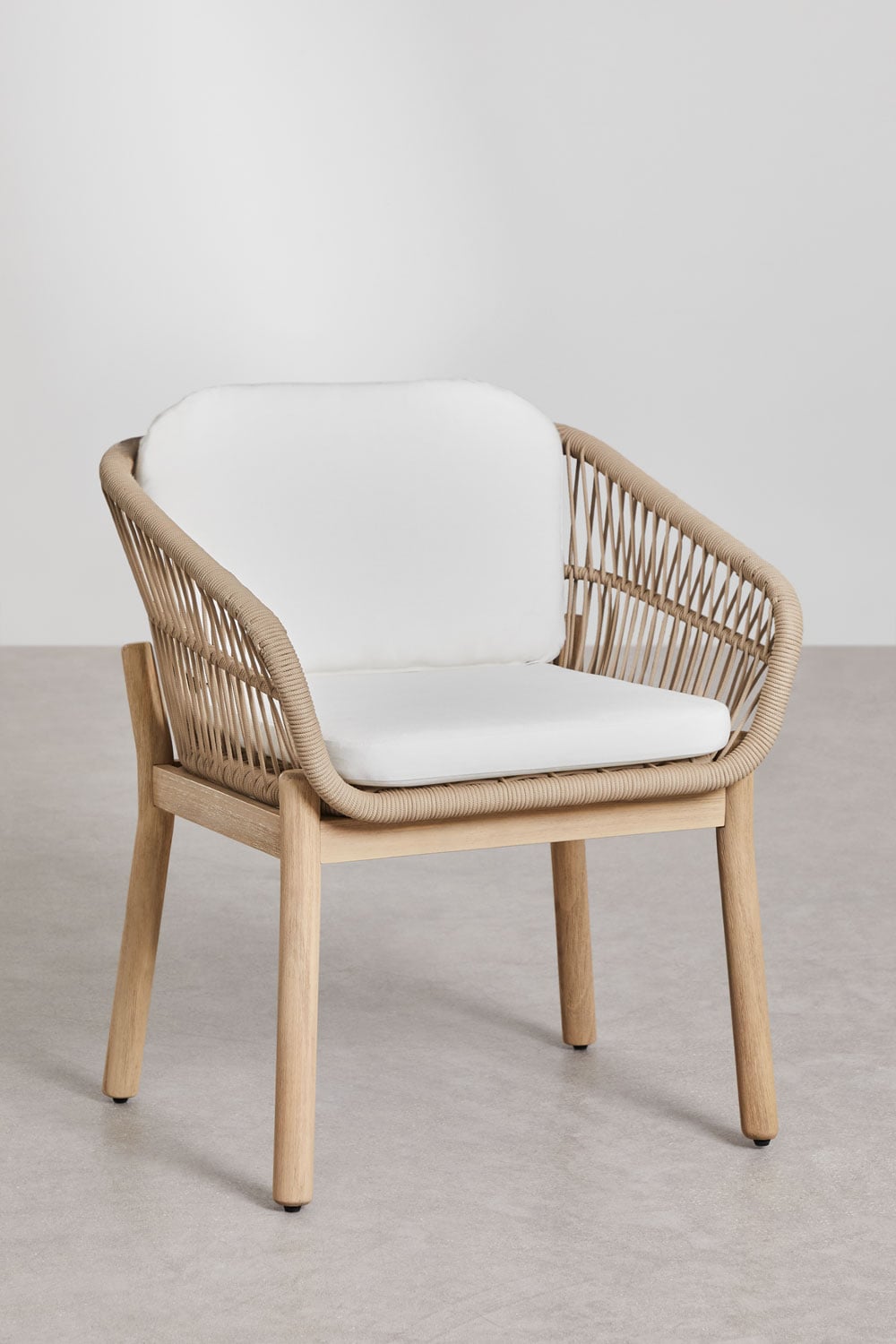 Chaise de jardin avec accoudoirs en bois d'acacia et corde tressée Karvia - 2