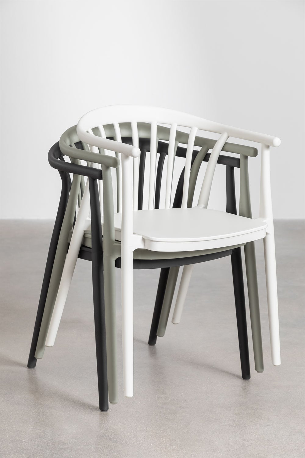 Chaise de jardin empilable avec accoudoirs en polypropylène Ivor - 2