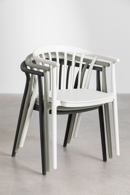 Chaise de jardin empilable avec accoudoirs en polypropylène Ivor - 2