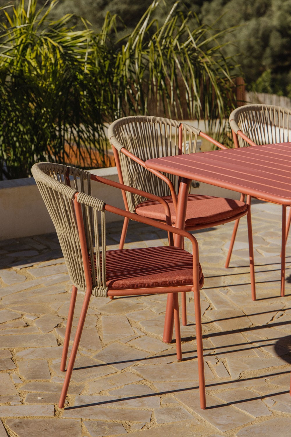 Chaise de jardin empilable en acier et corde tressée Oklahoma - 1