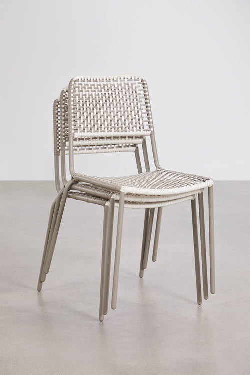 Chaise de jardin empilable en acier et rotin synthétique Veyra - 2