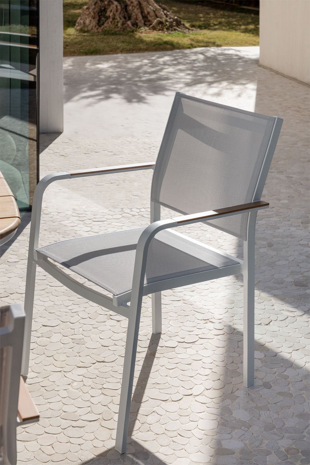 Chaise de jardin empilable avec accoudoirs en aluminium Archer - 3