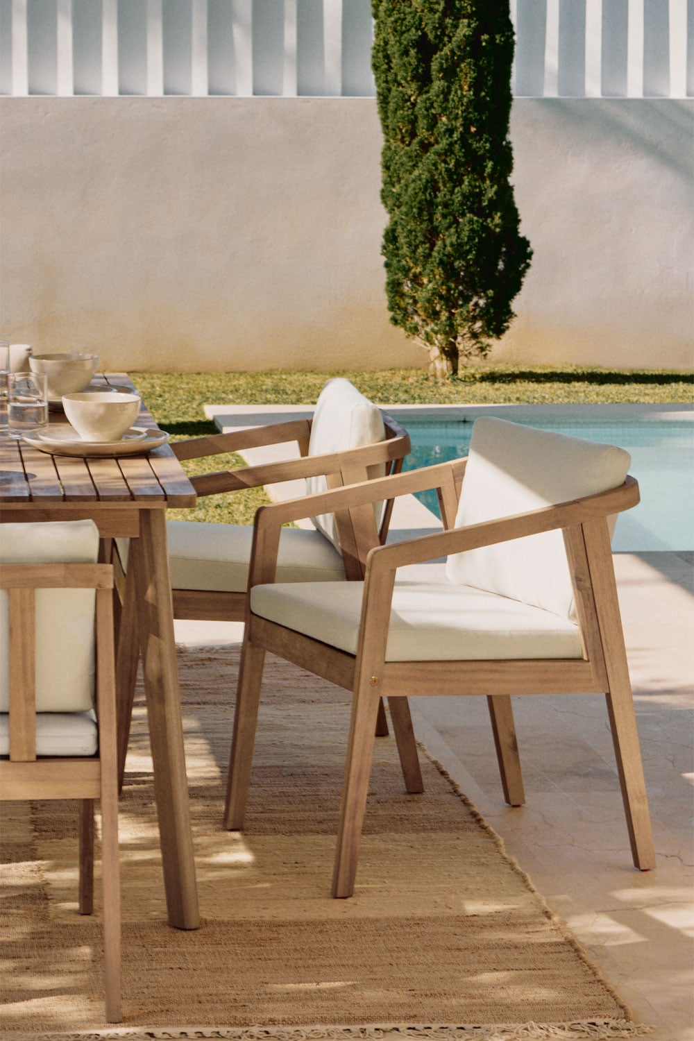 Chaise de jardin avec accoudoirs en bois d'acacia Kaela - 1