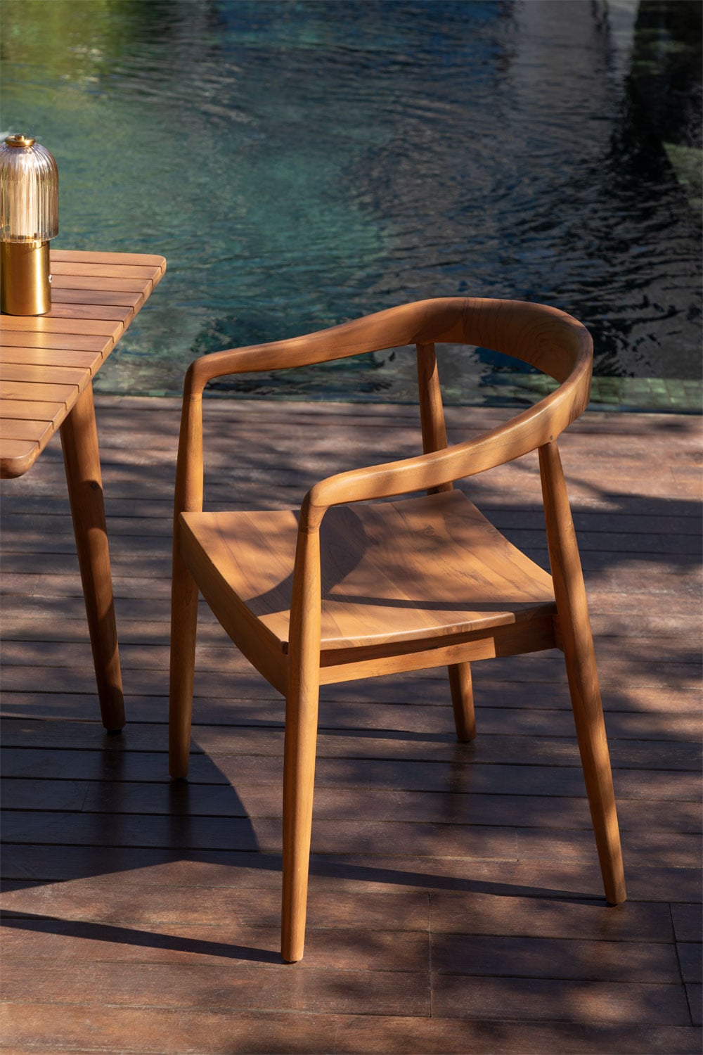 Chaise de jardin avec accoudoirs en bois de teck Rokan - 3