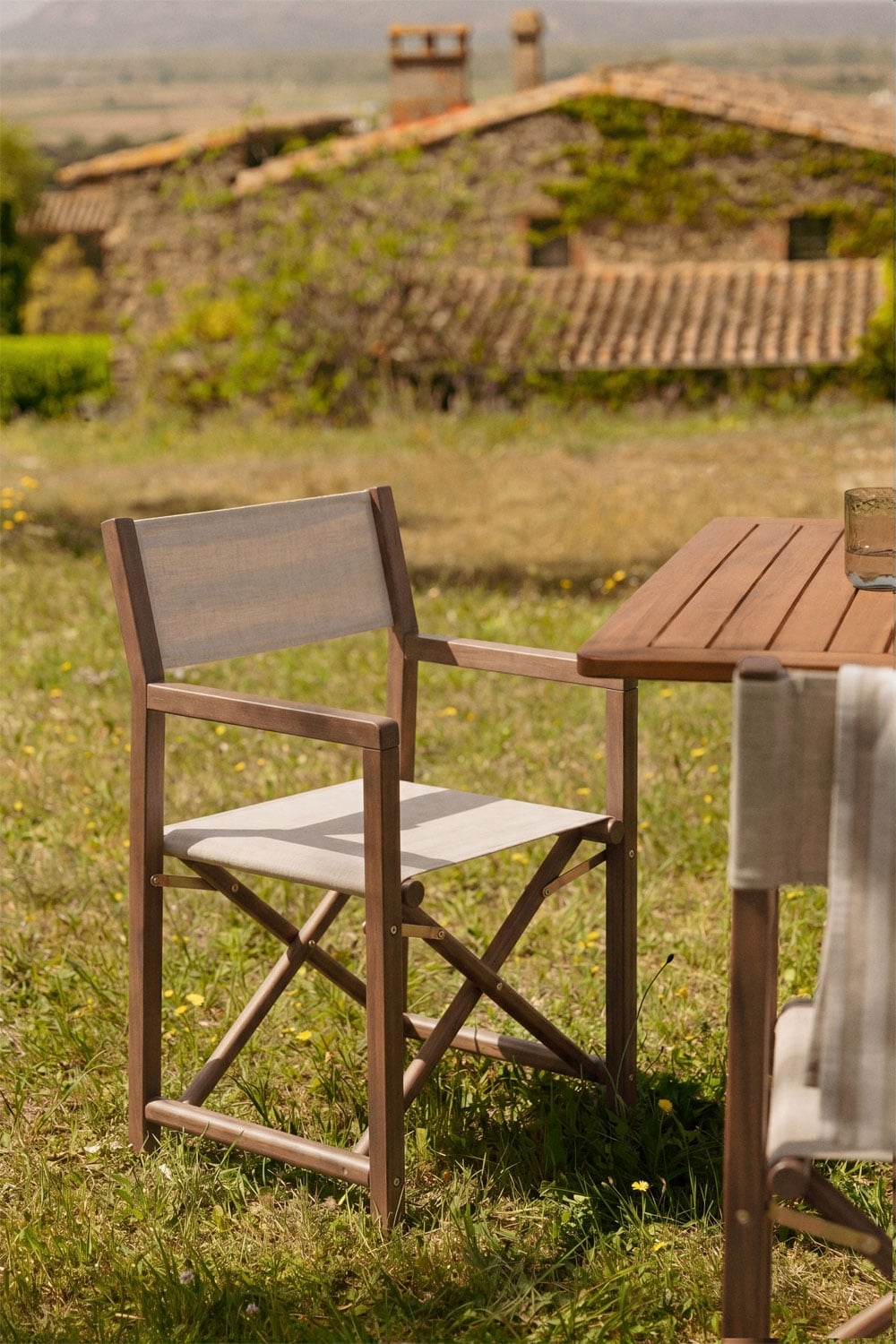 Chaise de réalisateur pliante de jardin en bois d'acacia Rondonia - 3