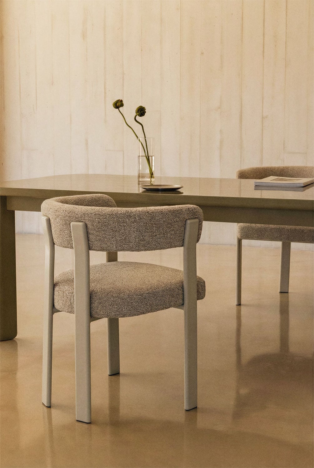Chaise de salle à manger avec accoudoirs, tapissée et en fer Jolie - 1