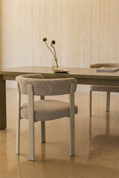 Chaise de salle à manger avec accoudoirs, tapissée et en fer Jolie - 1