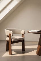 Chaise de salle à manger avec accoudoirs, tapissée et en bois de chêne Carbalis - 6