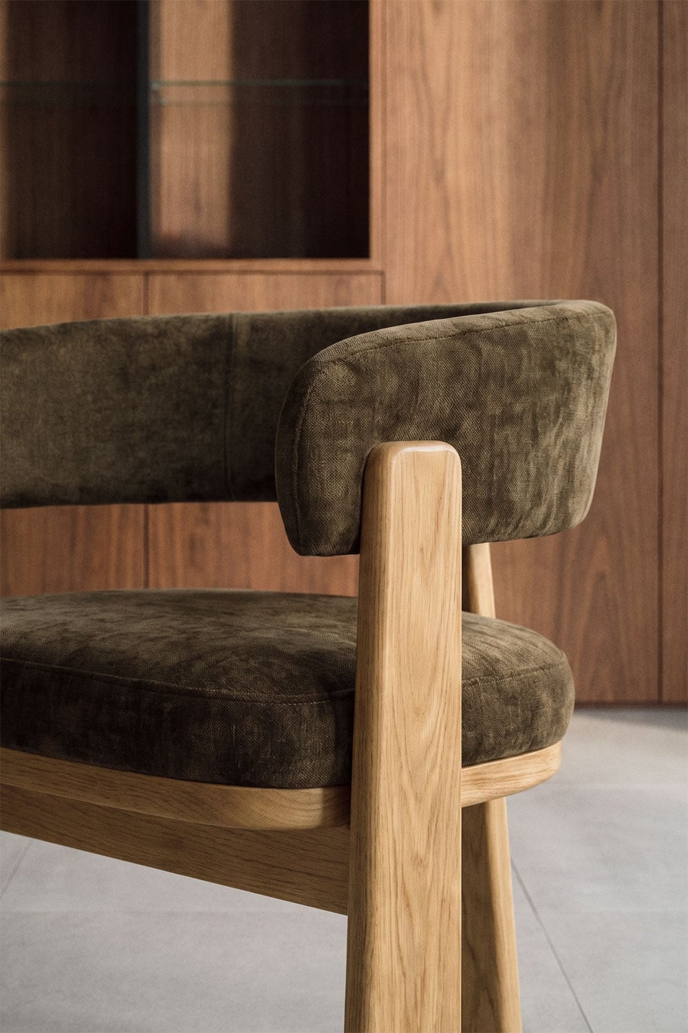 Chaise de salle à manger avec accoudoirs, tapissée et en bois de chêne Carbalis - 2