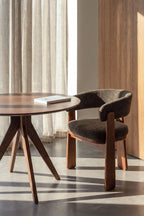 Chaise de salle à manger avec accoudoirs, tapissée et en bois de chêne Carbalis - 5