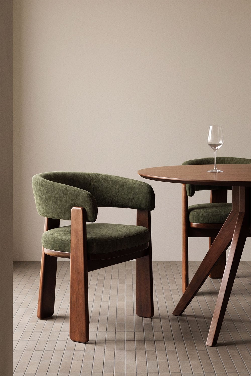 Chaise de salle à manger avec accoudoirs, tapissée et en bois de chêne Carbalis - 7