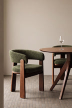Chaise de salle à manger avec accoudoirs, tapissée et en bois de chêne Carbalis - 7