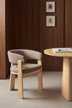 Chaise de salle à manger avec accoudoirs, tapissée et en bois de chêne Carbalis - 3