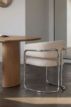Chaise de salle à manger avec accoudoirs, tapissée et en fer Zantria - 4