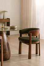 Chaise de salle à manger avec accoudoirs, tapissée et en bois de chêne Olea Signature - 4