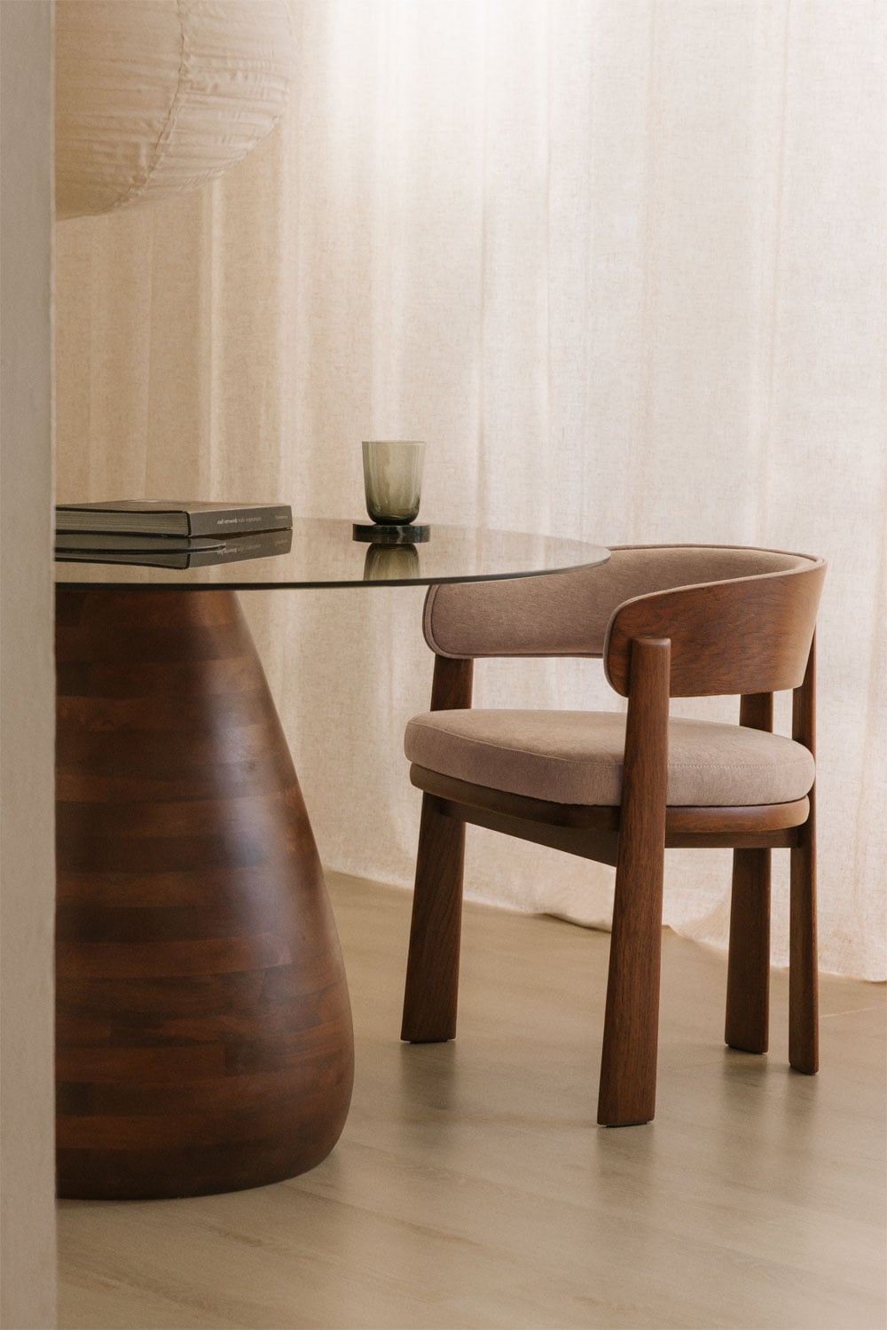 Chaise de salle à manger avec accoudoirs, tapissée et en bois de chêne Olea Signature - 5