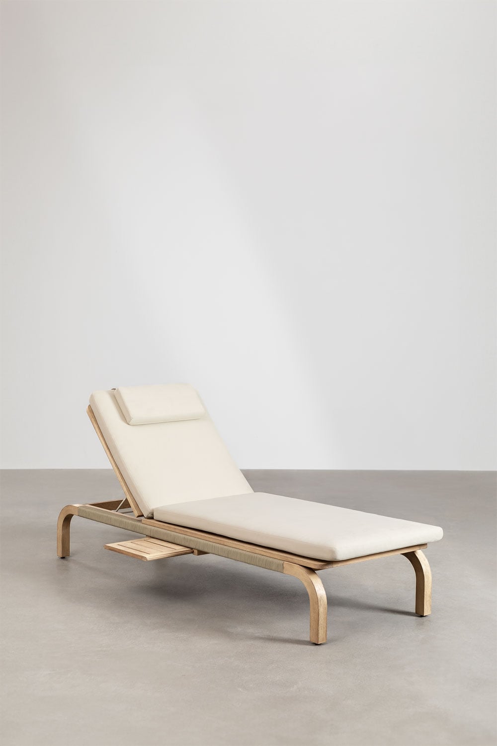 Chaise longue inclinable en bois d'acacia avec coussin Dubai - 2