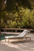 Chaise longue inclinable en bois d'acacia avec coussin Dubai - 1