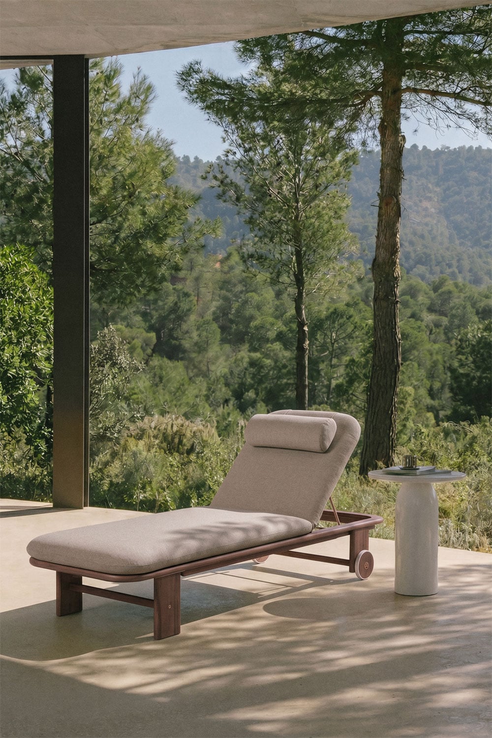 Chaise longue inclinable en bois d'eucalyptus Uleno - 3
