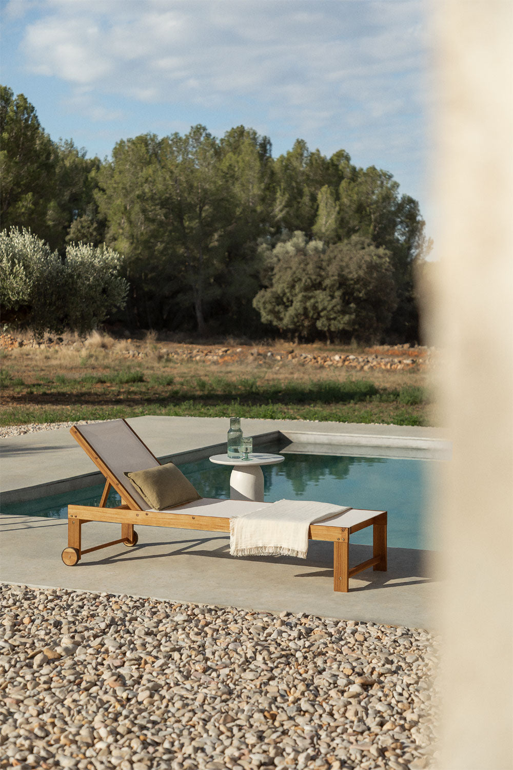 Chaise longue inclinable en bois Valerys - 1