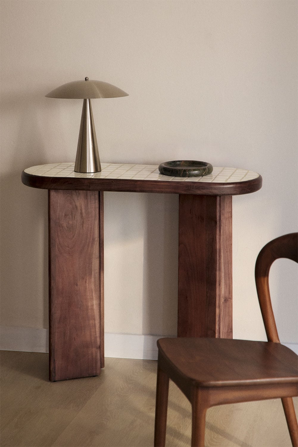 Console d'entrée 100x40 cm en carreaux et bois d'acacia Aitana - 3