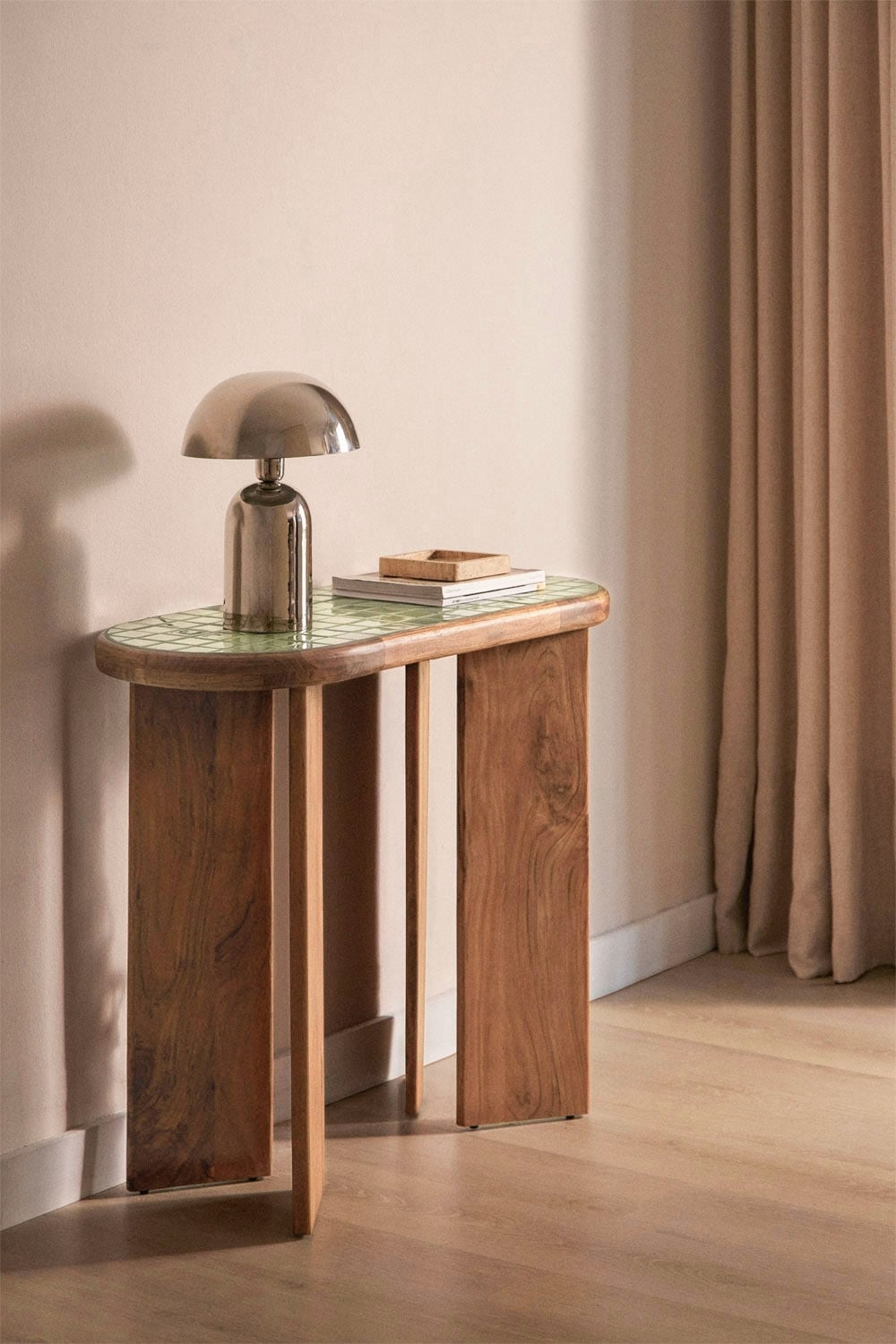 Console d'entrée 100x40 cm en carreaux et bois d'acacia Aitana - 1