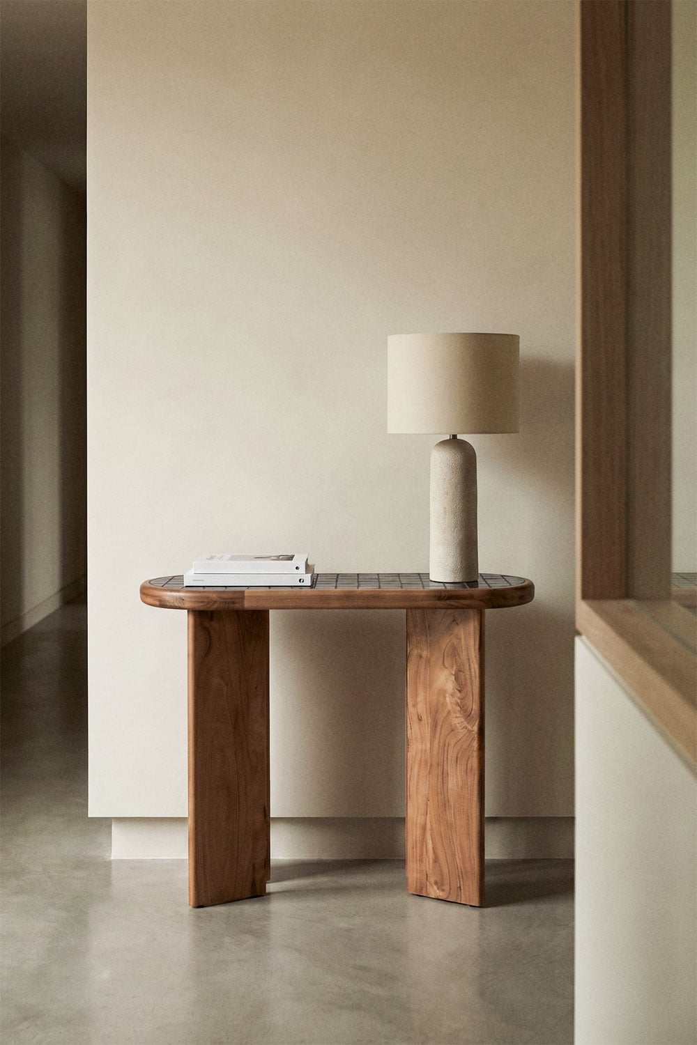 Console d'entrée 100x40 cm en carreaux et bois d'acacia Aitana - 4