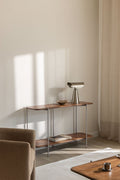 Console d'entrée rectangulaire 120x40 cm en bois de manguier et acier inoxydable Vimara - 1