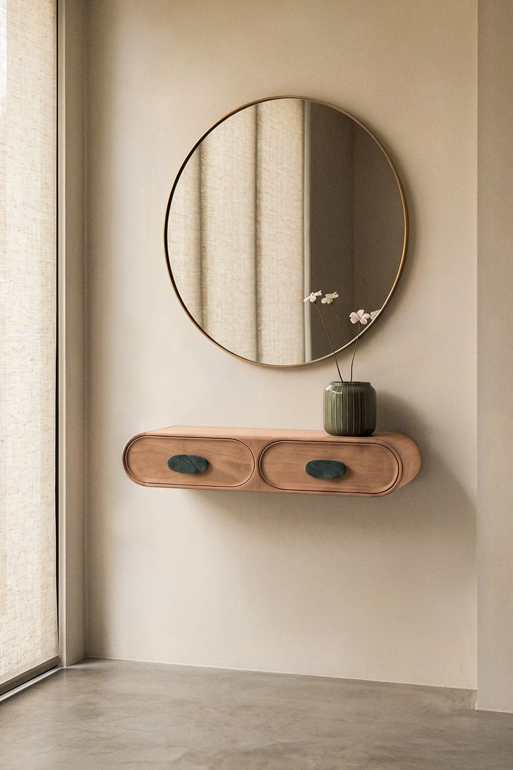 Console d'entrée murale 100x40 cm en bois de manguier et pierre naturelle Kivalina - 5