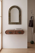 Console d'entrée murale 100x40 cm en bois de manguier et pierre naturelle Kivalina - 1