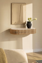 Console d'entrée murale 90x40 cm en bois de manguier et pierre naturelle Bytum - 3