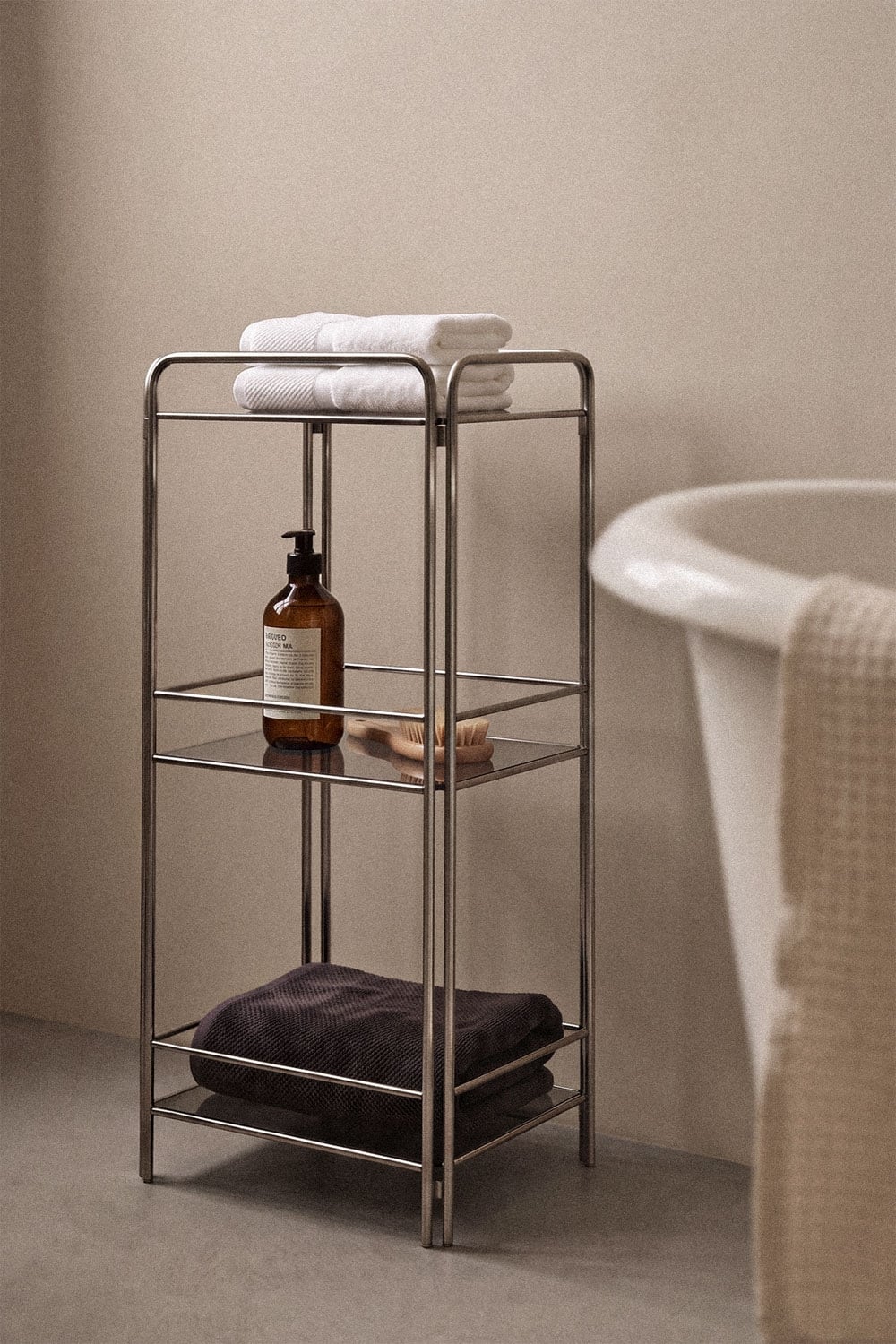 Étagère de salle de bain 30x80 cm en acier inoxydable et verre Idunai - 1