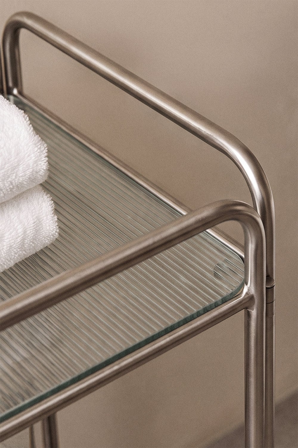 Étagère de salle de bain 30x80 cm en acier inoxydable et verre Idunai - 2