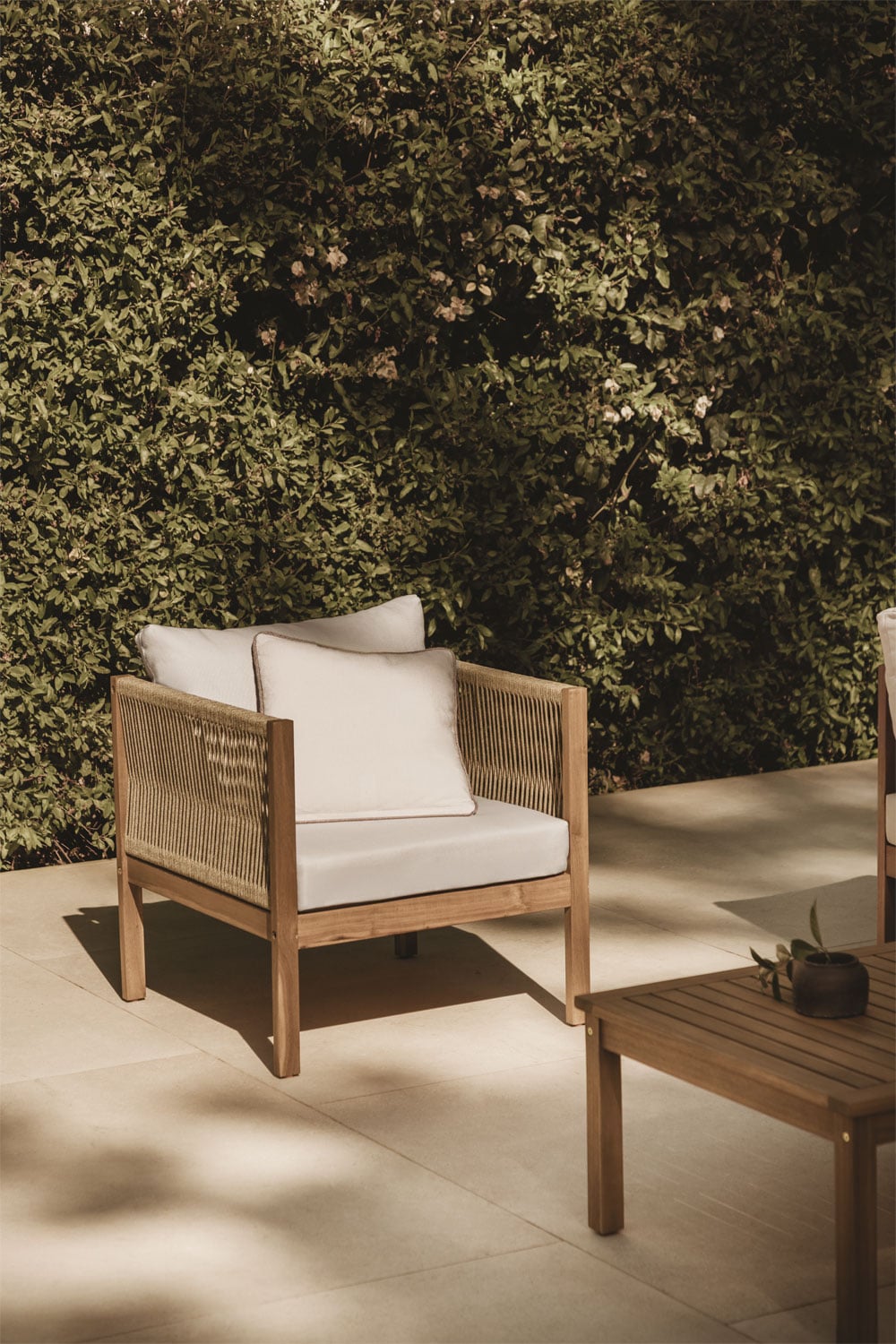 Fauteuil de jardin avec accoudoirs en bois d'acacia Branson - 3