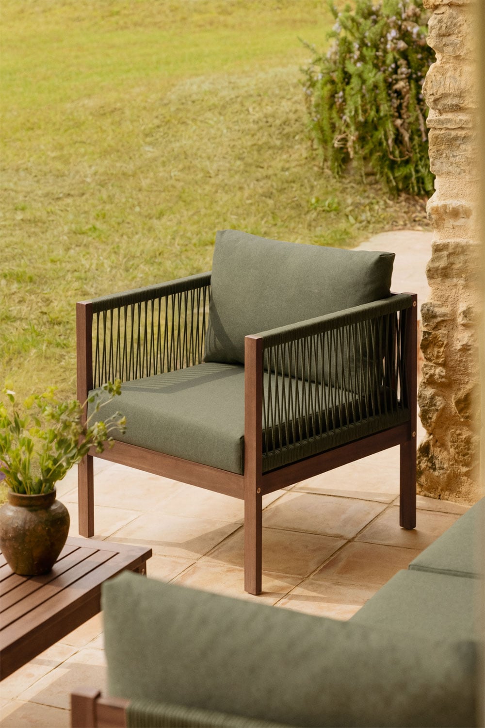 Fauteuil de jardin avec accoudoirs en bois d'acacia Branson - 4