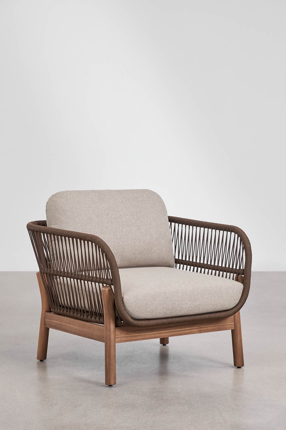 Fauteuil de jardin en bois d'acacia et corde tressée Karvia - 2