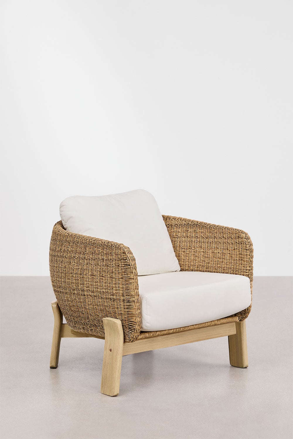 Fauteuil de jardin Leilan en bois d'acacia et rotin synthétique - 2