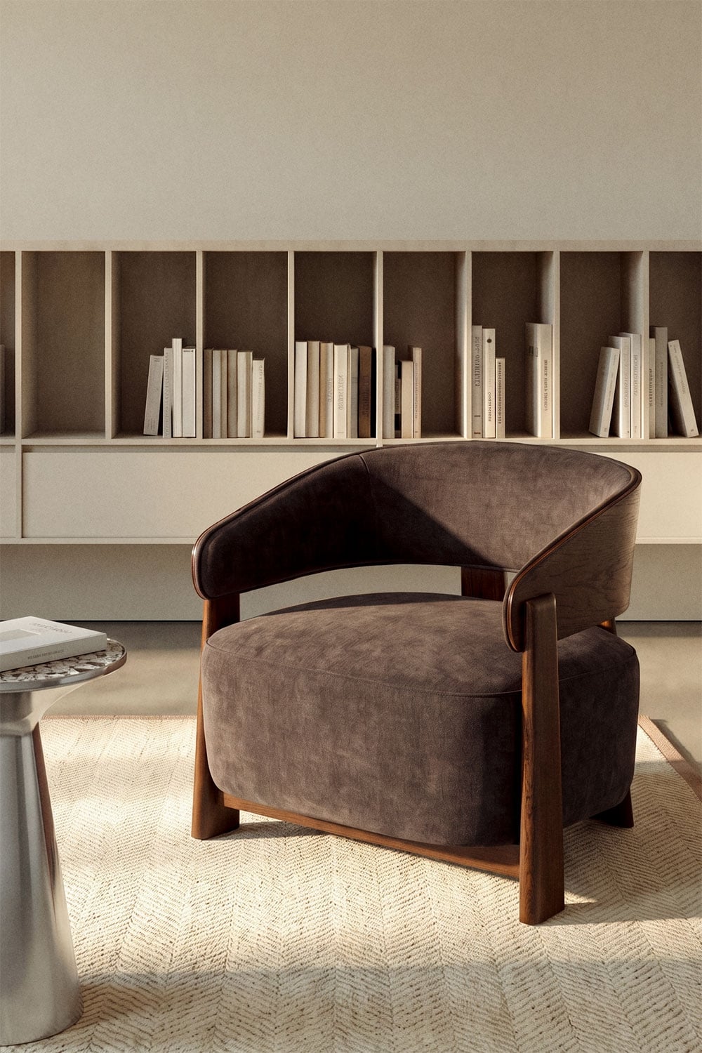 Fauteuil en bois de chêne tapissé Olea - 7