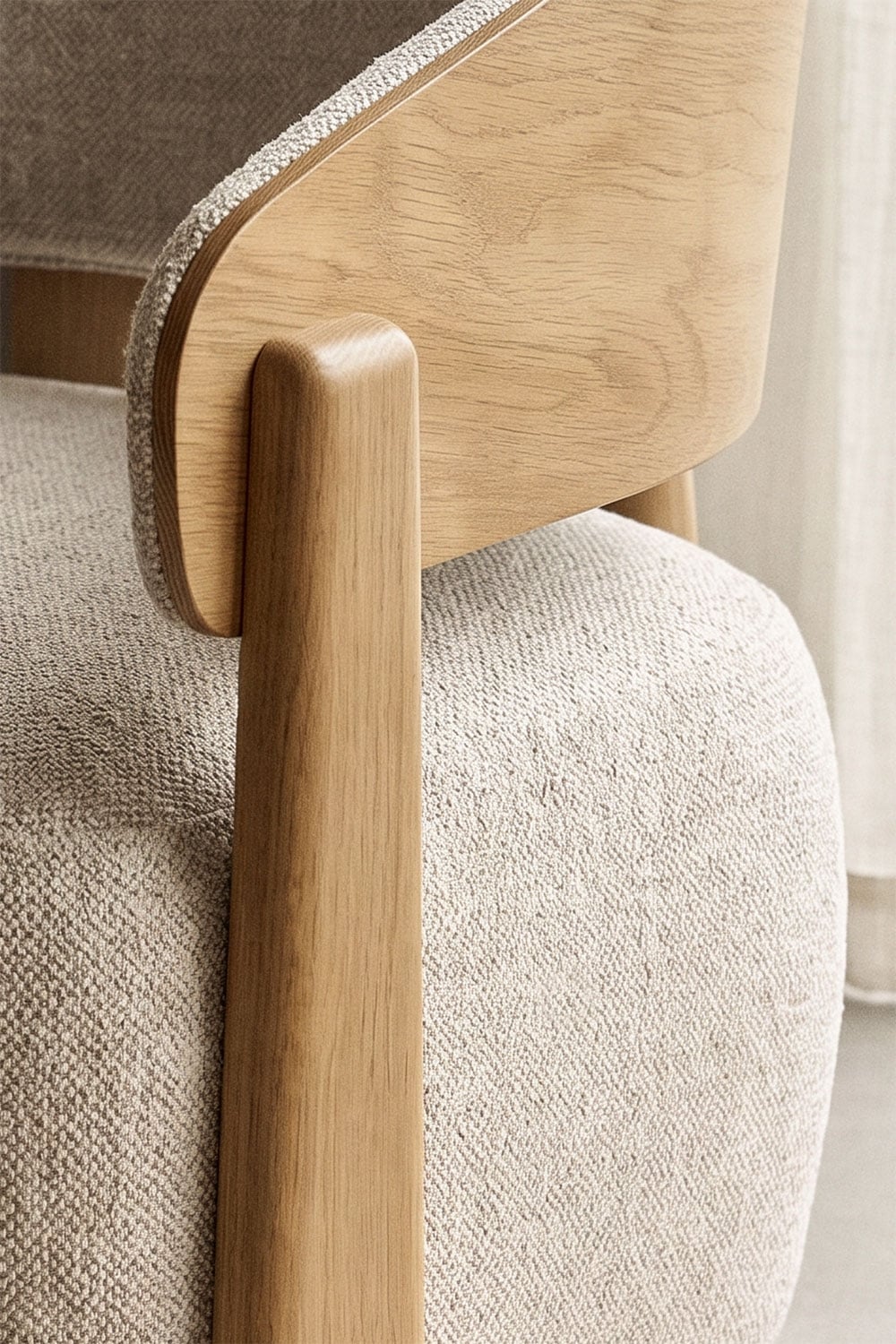 Fauteuil en bois de chêne tapissé Olea - 2