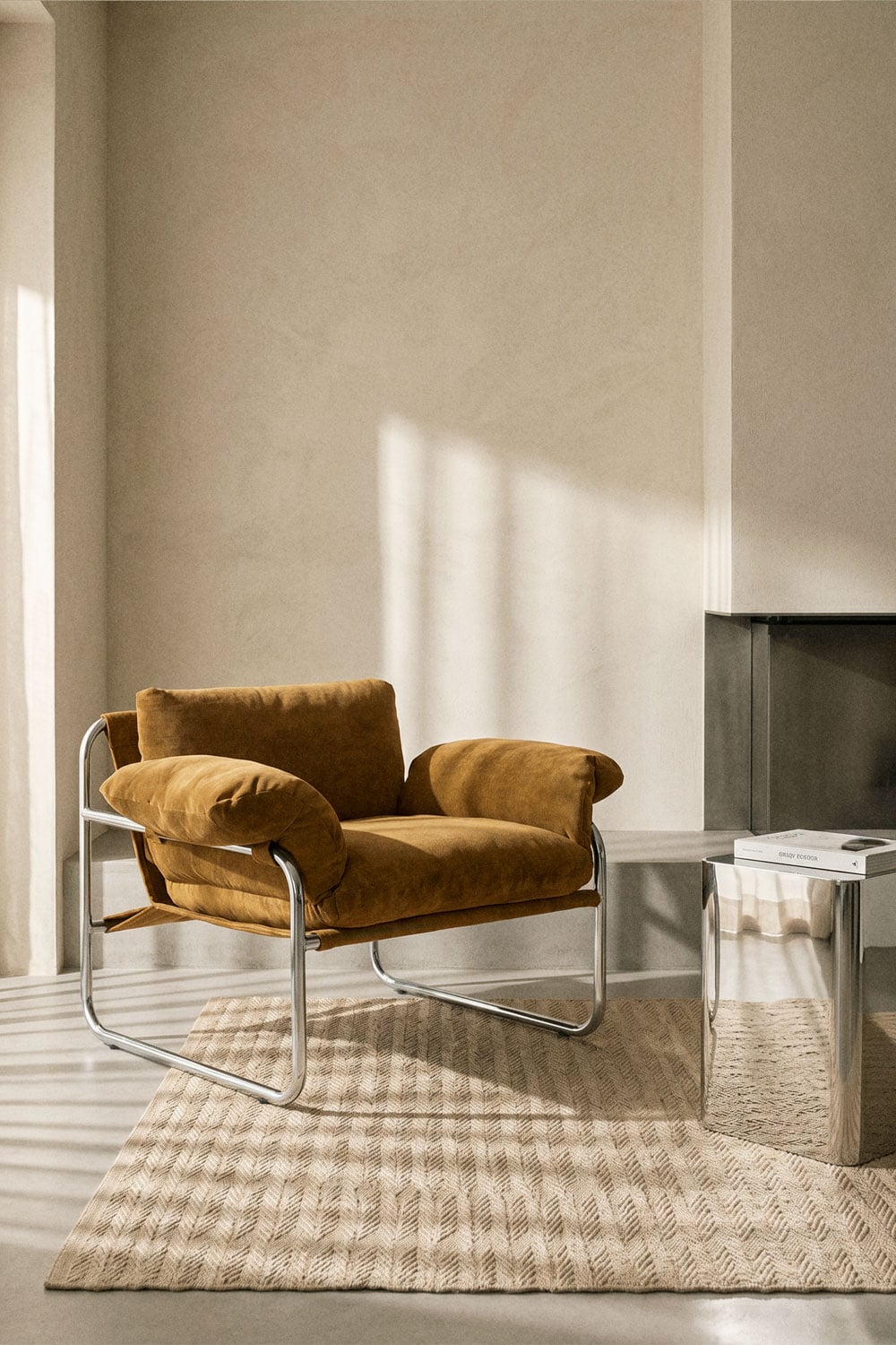 Fauteuil en chenille et fer Evani - 4