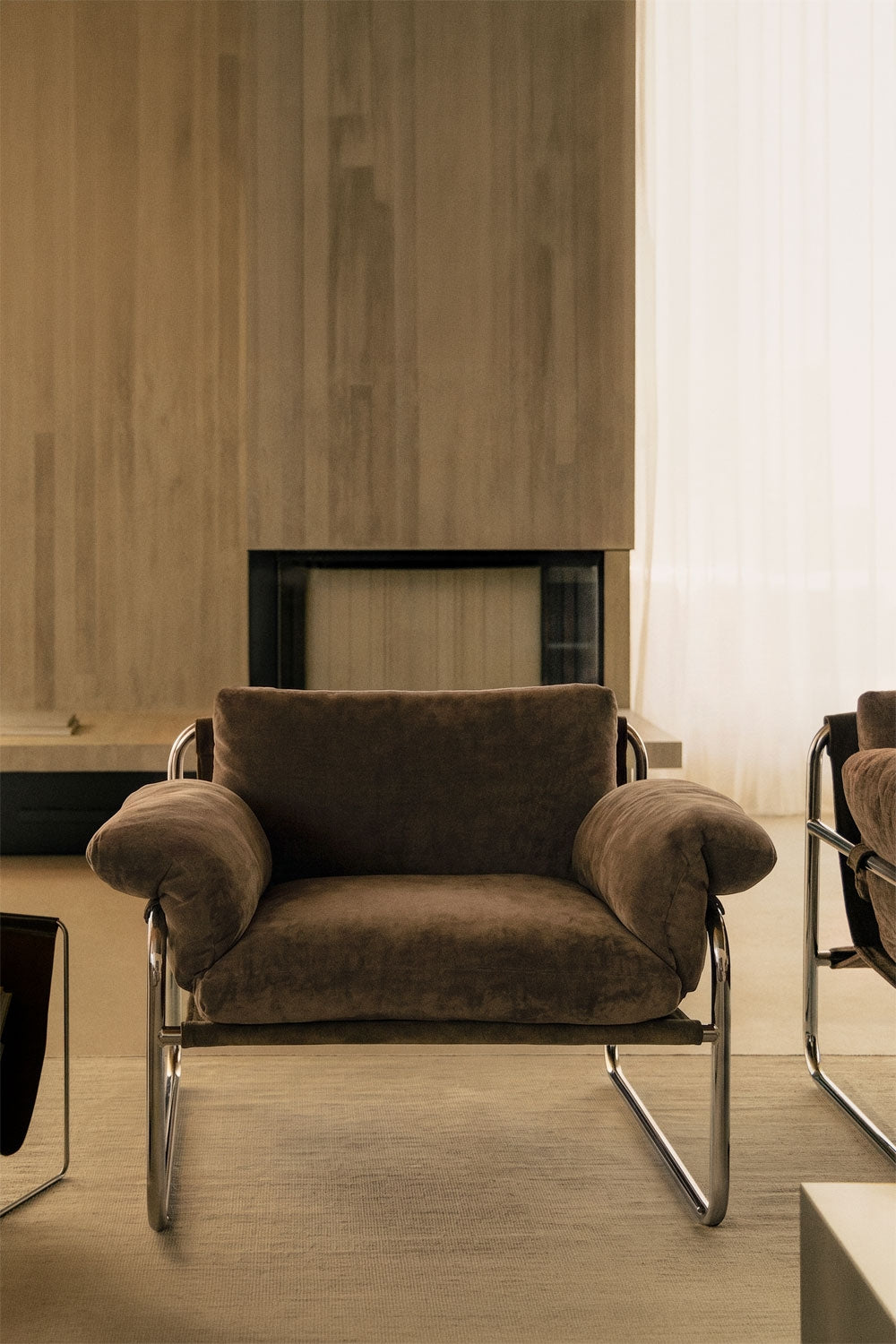 Fauteuil en chenille et fer Evani - 1