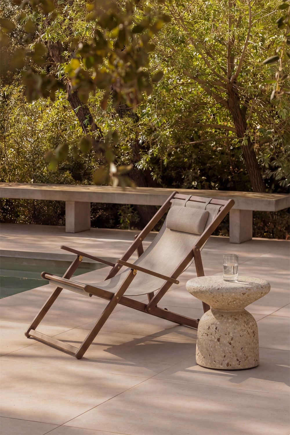Hamaca pliante en bois d'acacia avec coussin Rondonia - 3